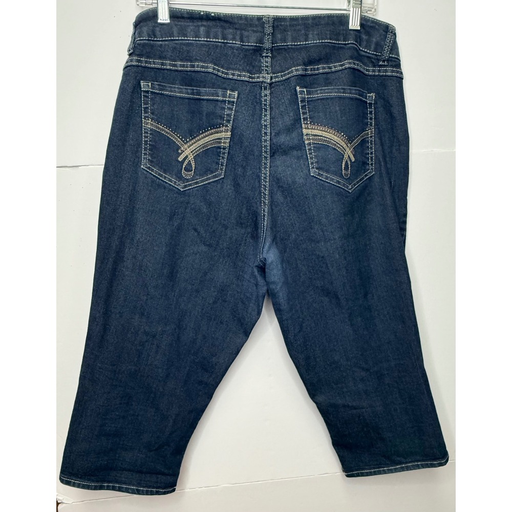 d.jeans Capri Jeans Women 14W Dark Wash Embroidered Stretch Denim Y2K Festival
